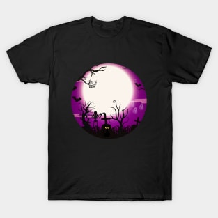 Halloween Scene Art without Witch Circular Shape T-Shirt